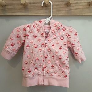 Carter’s Ladybug Zip Up pink sweatshirt with hood Baby Girls Size 3 Months